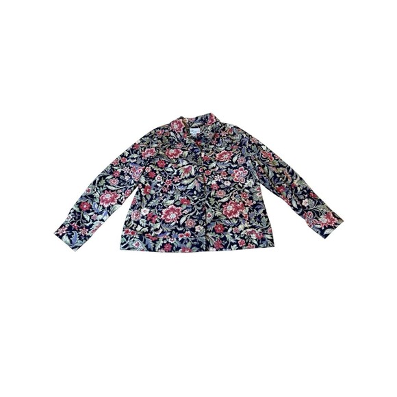 THE TOG SHOP Petite Women's Jacket Size PM Floral Button-Down Long Sleeve Cotton - Picture 1 of 9